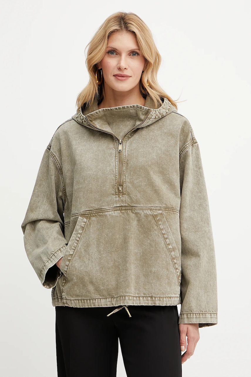 Τζιν φούτερ MICHAEL Michael Kors χρώμα: πράσινο, με κουκούλα, MS510B44LN