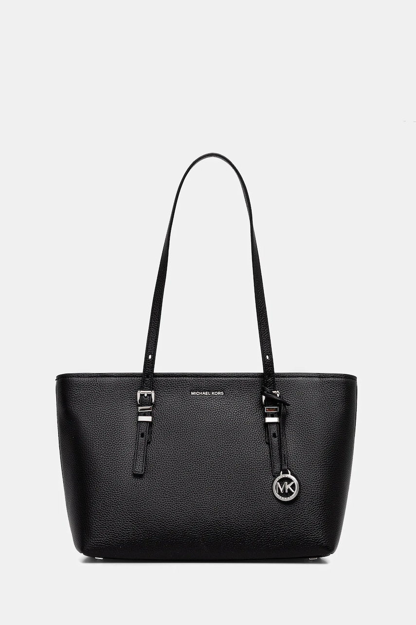 Δερμάτινη τσάντα MICHAEL Michael Kors QUINN χρώμα: μαύρο, 30T5SQNT2L