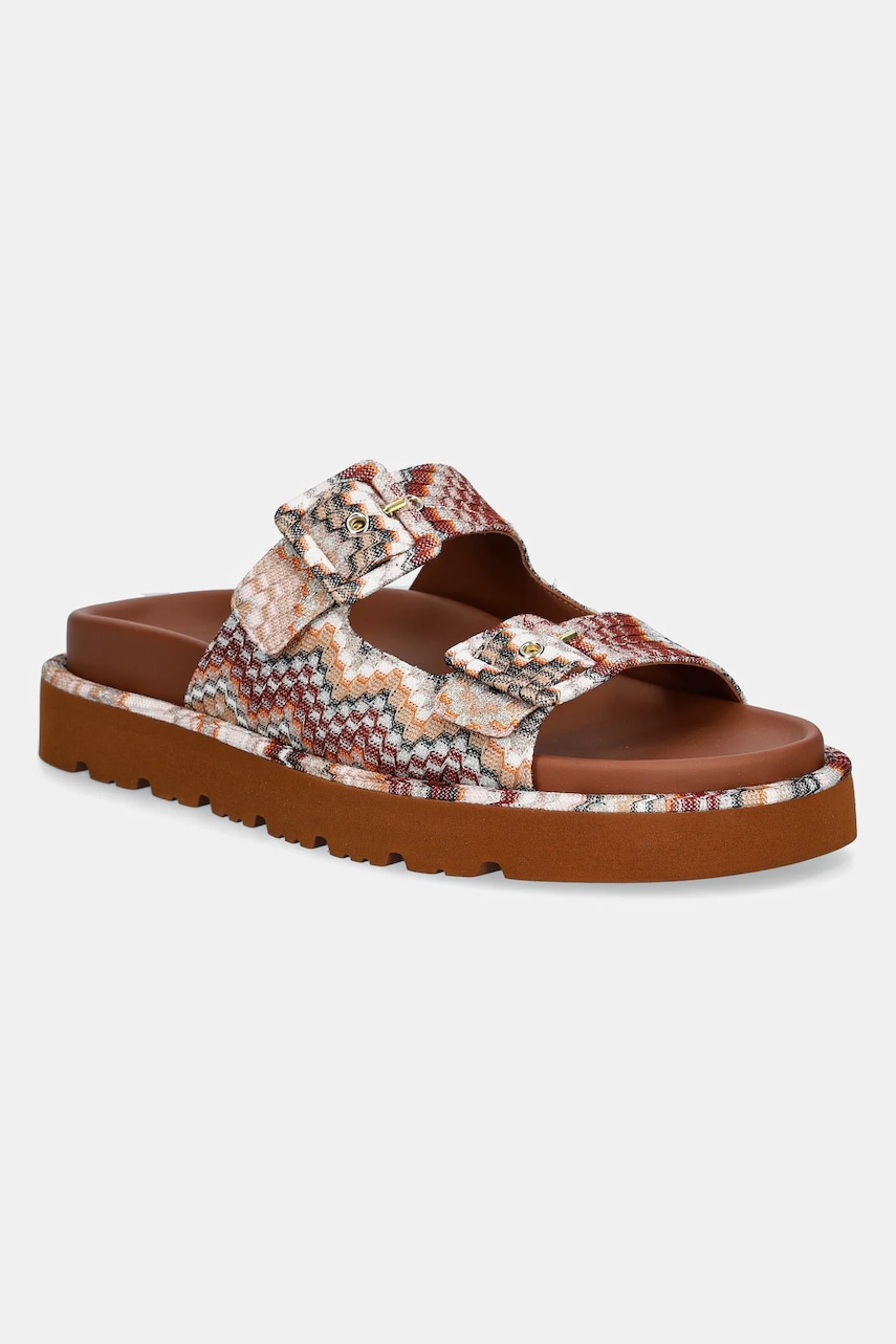 Παντόφλες Missoni Clea χρώμα: καφέ, MWF111_064