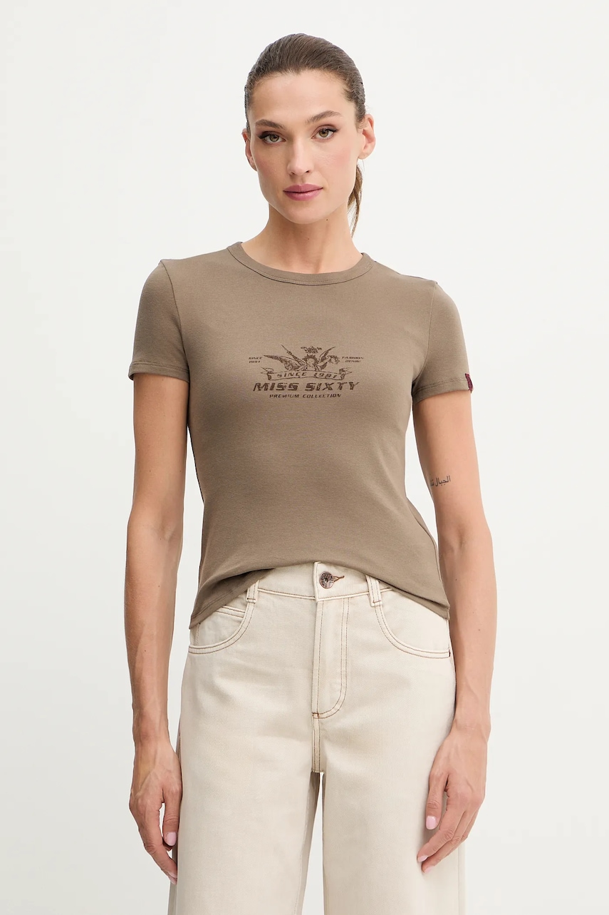 Μπλουζάκι Miss Sixty χρώμα: καφέ, 6S3SJ56300