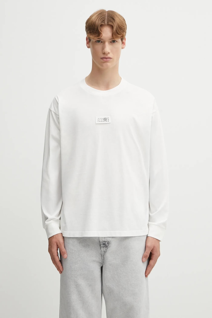 Βαμβακερή μπλούζα με μακριά μανίκια MM6 Maison Margiela x MM6 Wardro χρώμα: άσπρο, SH0GC0034.S24312.101