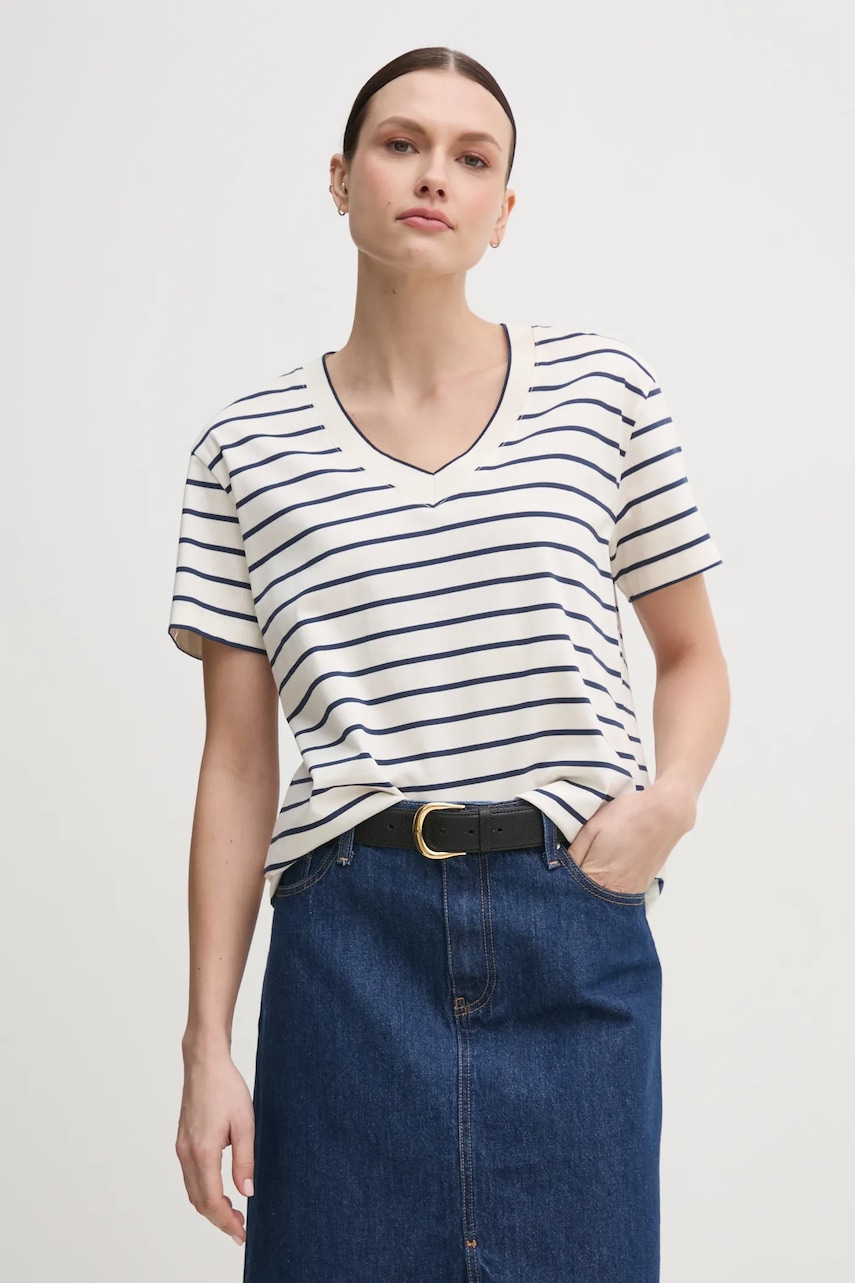 Βαμβακερό μπλουζάκι Mos Mosh γυναικείο, χρώμα: μπεζ, 168630