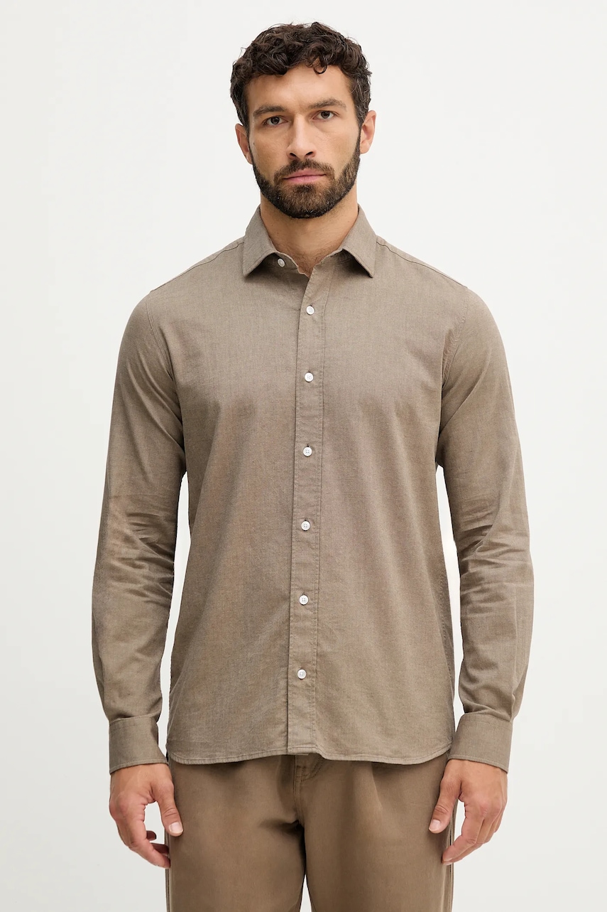 Πουκάμισο Mos Mosh MARCO χρώμα: καφέ, 508090