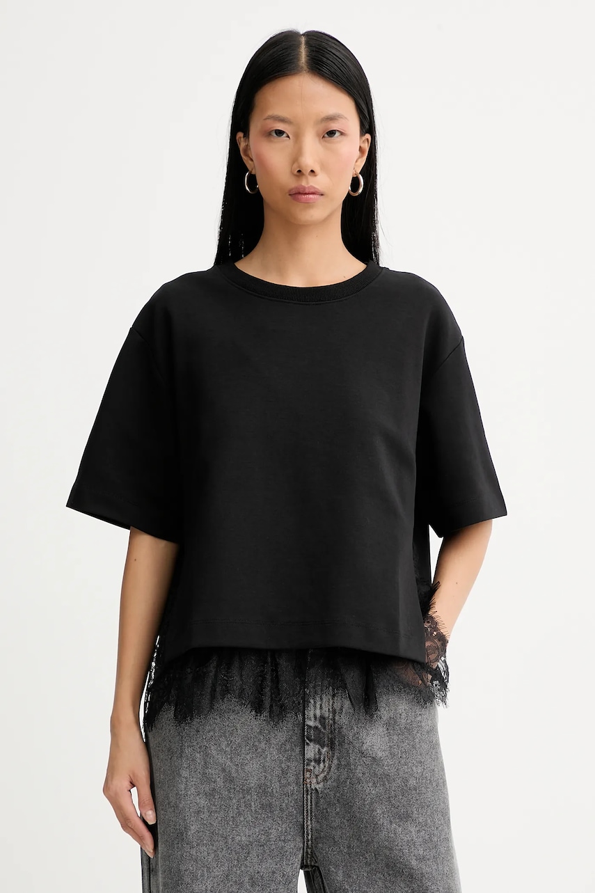 Βαμβακερό μπλουζάκι MUNTHE RACH χρώμα: μαύρο, 254101325426