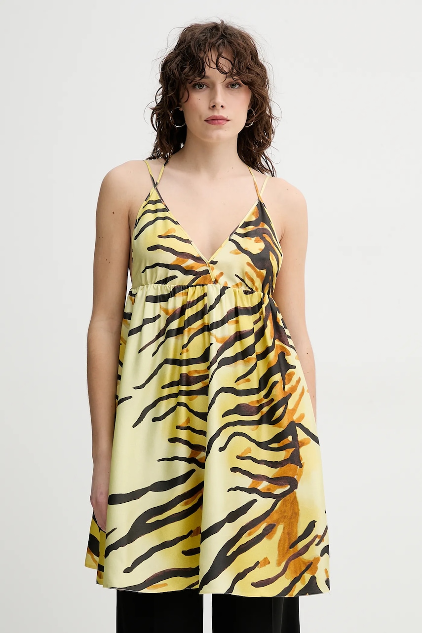 Μεταξωτό φόρεμα Nanushka CEIL χρώμα: κίτρινο, NW25RSDR20358