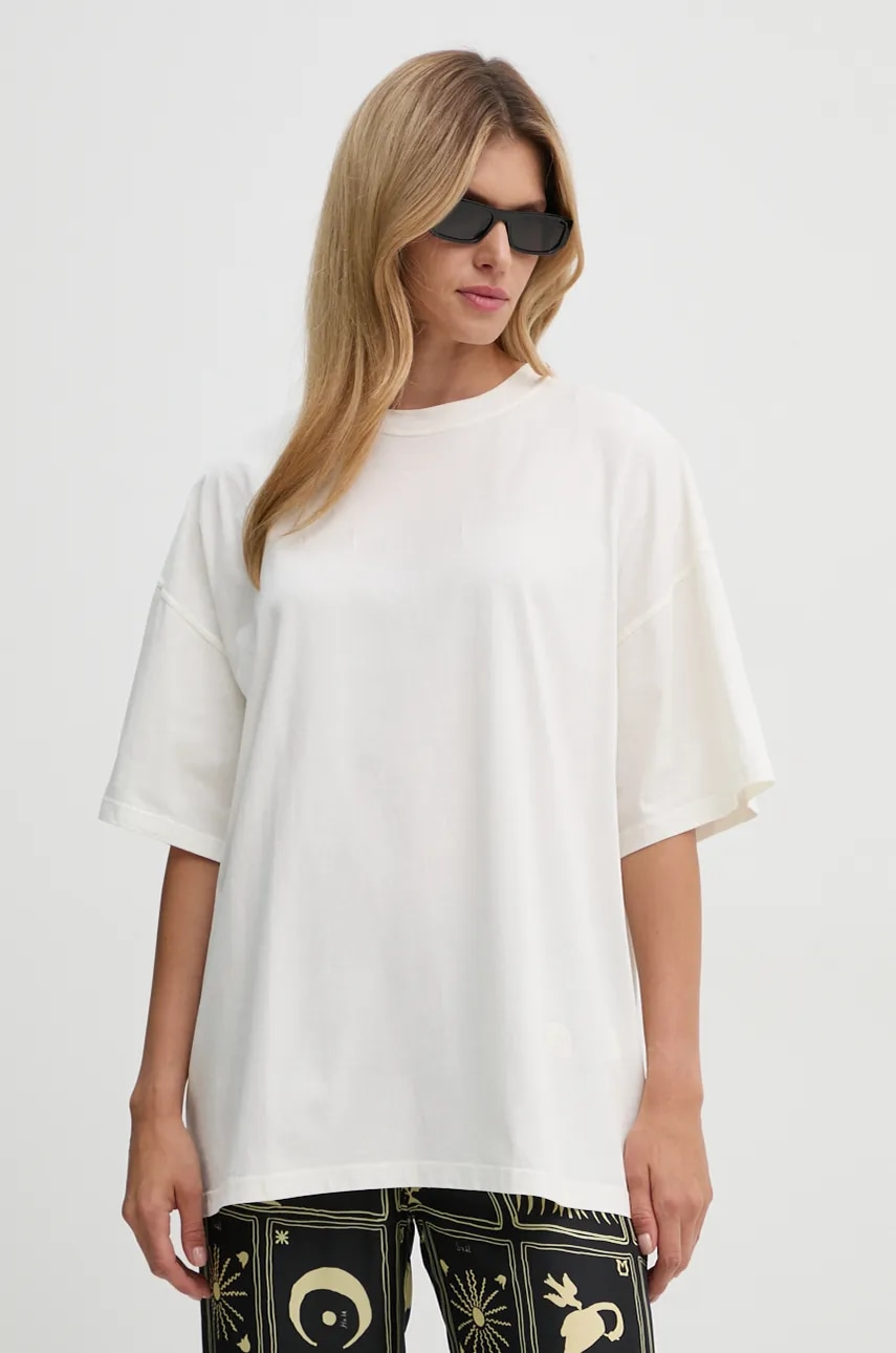 Βαμβακερό μπλουζάκι Nanushka WREN γυναικείο, χρώμα: άσπρο, NU24CRSH00400