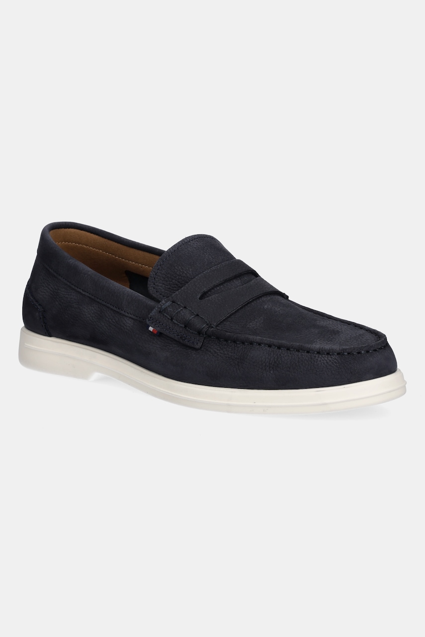 Μοκασίνια nubuck Tommy Hilfiger TOMMY HILFIGER NUBUCK P LOAFER χρώμα: ναυτικό μπλε, FM0FM05350