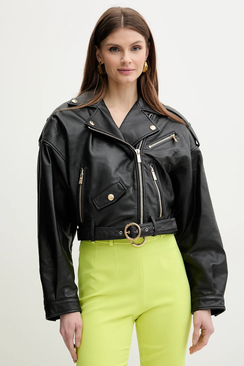 Δερμάτινo jacket Just Cavalli χρώμα: μαύρο, 78PAVP05 CP009