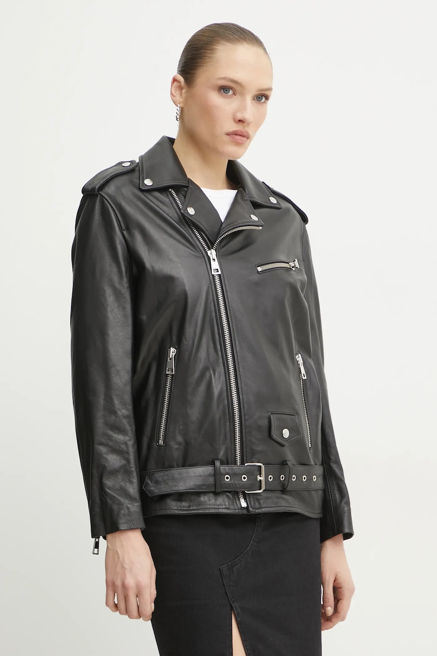 Δερμάτινo jacket Liviana Conti χρώμα: μαύρο, F5SX37