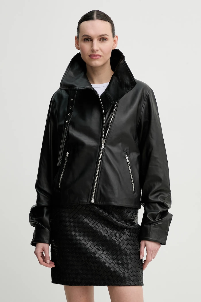 Δερμάτινo jacket Won Hundred χρώμα: μαύρο, 3589-16026