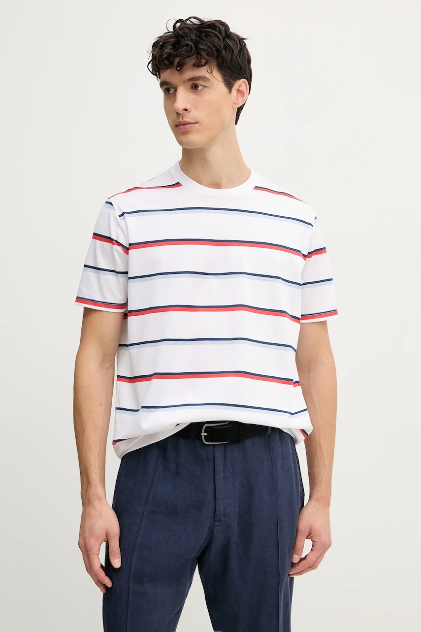 Βαμβακερό μπλουζάκι Paul&Shark ανδρικό, χρώμα: άσπρο, 25411083