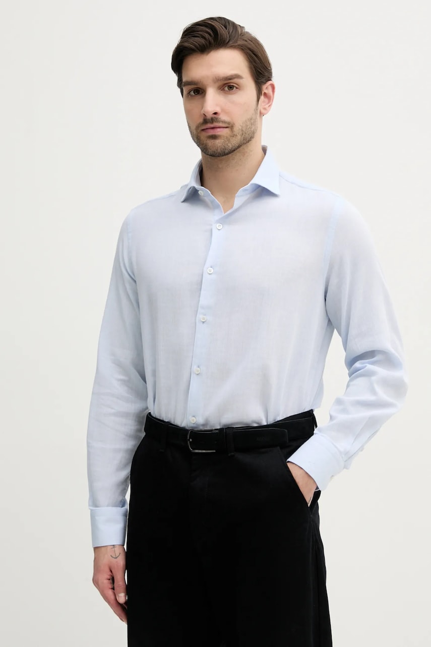 Βαμβακερό πουκάμισο Paul&Shark ανδρικό, χρώμα: μπλε, 25413116CF