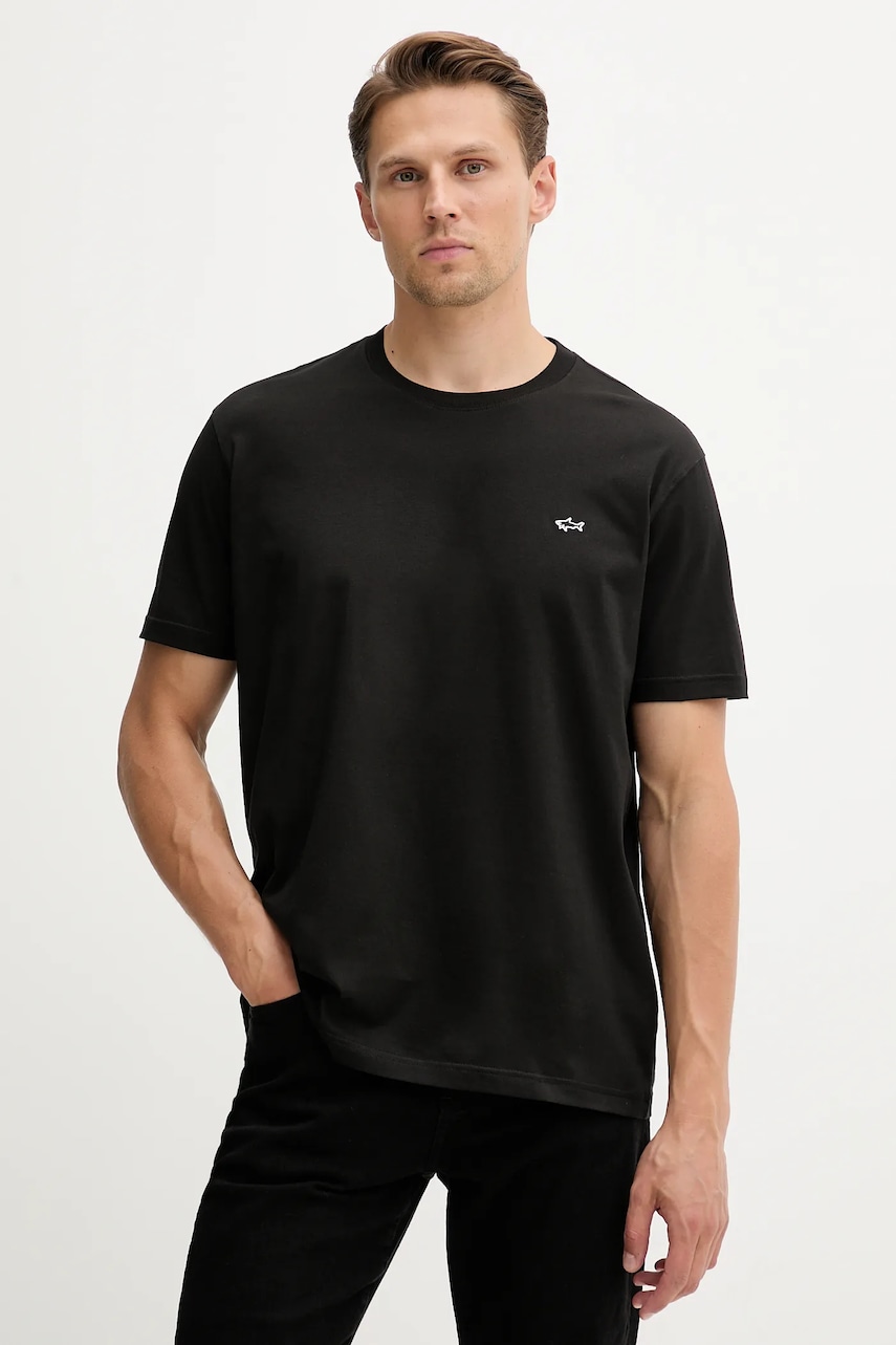 Βαμβακερό μπλουζάκι Paul&Shark Knitwear ανδρικά, χρώμα: μαύρο, 99311005