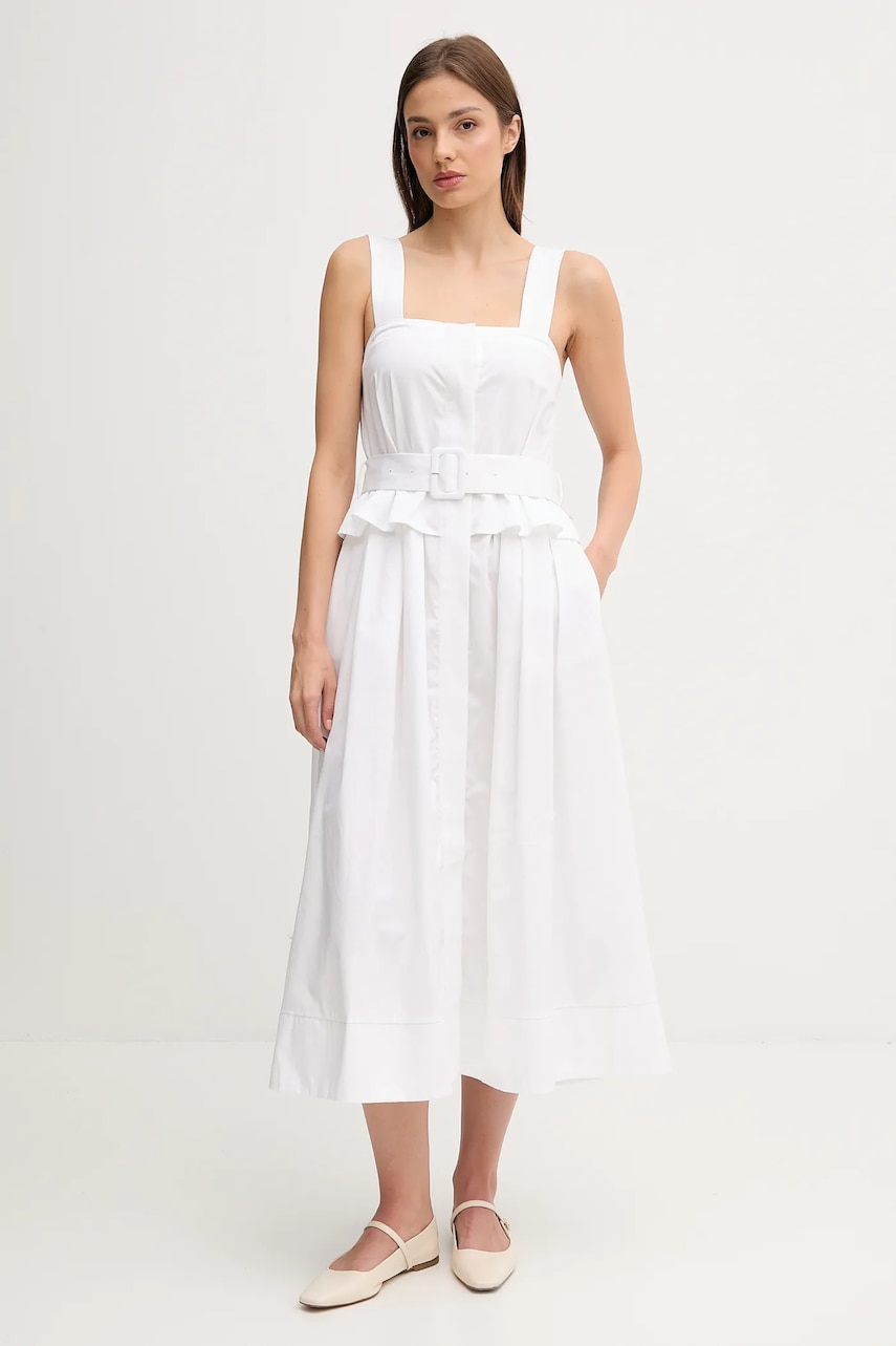 Βαμβακερό φόρεμα Pedro del Hierro χρώμα: άσπρο, 3819832