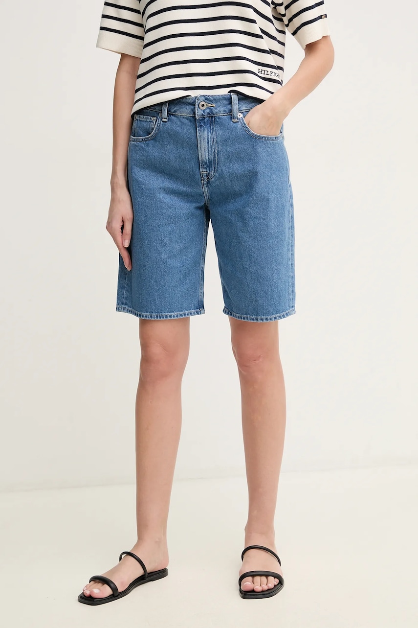 Τζιν σορτς Pepe Jeans BERMUDA SHORT HW χρώμα: μπλε, PL801189ND3