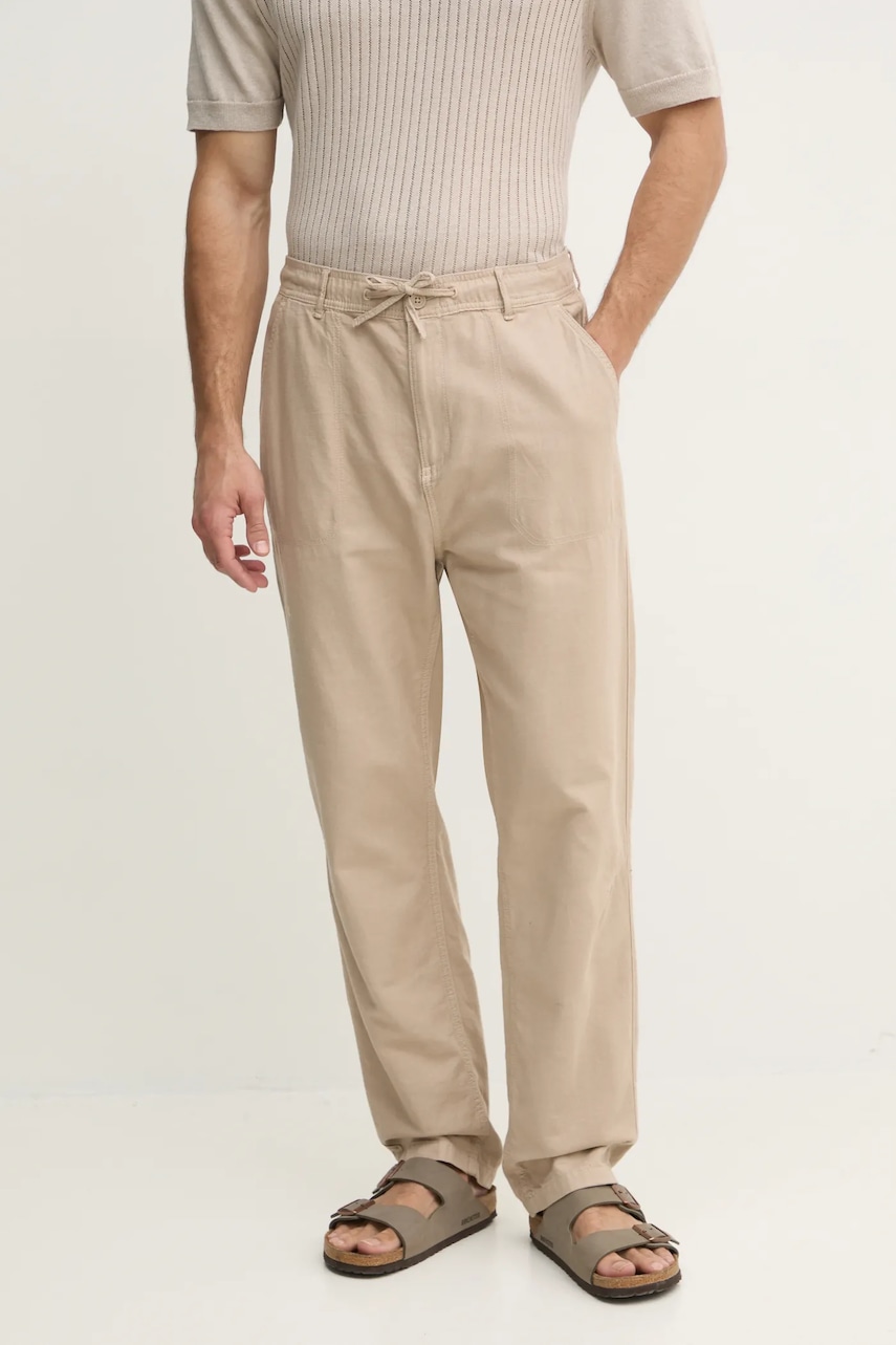 Παντελόνι με λινό μείγμα Pepe Jeans LINEN PULL ON PANTS χρώμα: μπεζ, PM211872