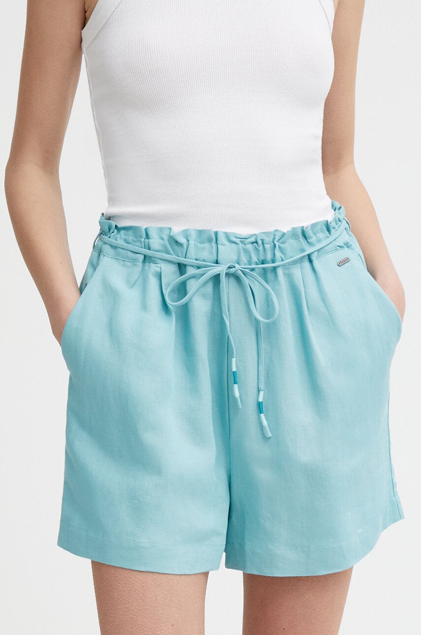 Σορτς από λινό Pepe Jeans MARTA MARTA χρώμα: τιρκουάζ, PL801099 PL801099
