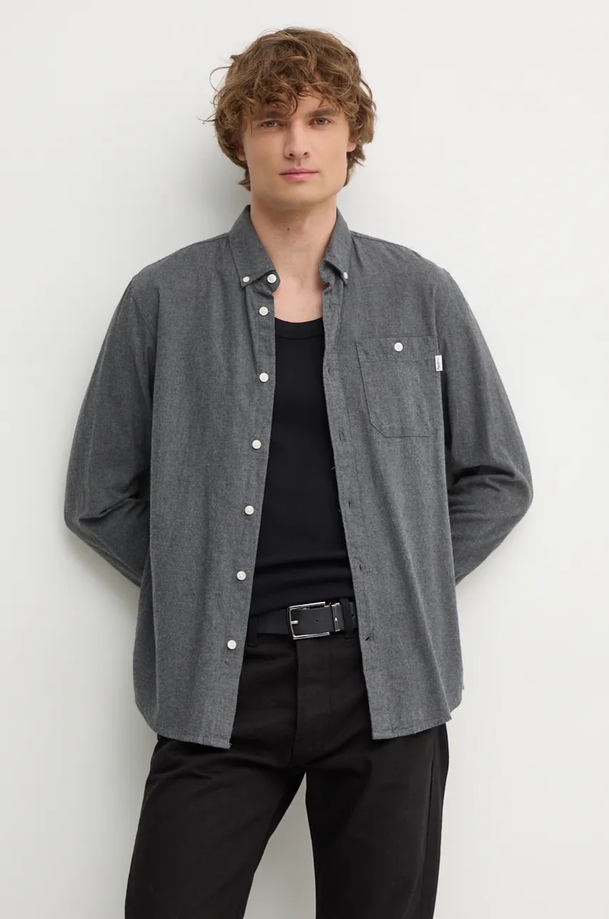 Βαμβακερό πουκάμισο Pepe Jeans MIKE ανδρικό, χρώμα: γκρι, PM308719