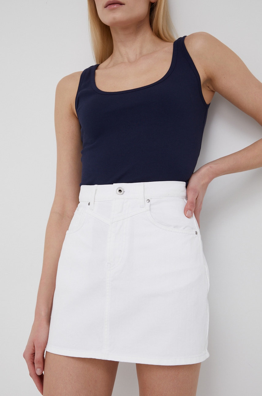 Βαμβακερή τζιν φούστα Pepe Jeans Rachel Skirt χρώμα: άσπρο,