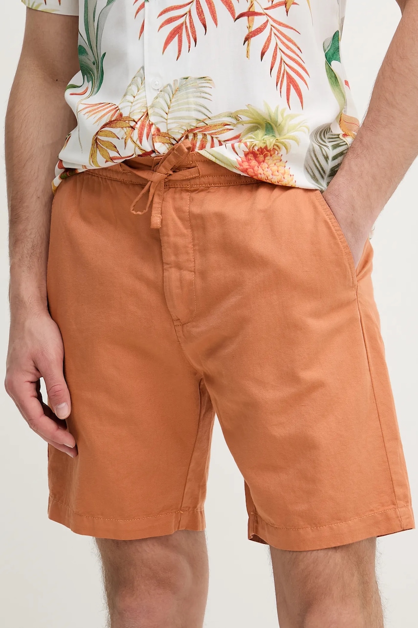 Σορτς από λινό Pepe Jeans RELAXED LINEN SMART SHORTS χρώμα: πορτοκαλί, PM801093