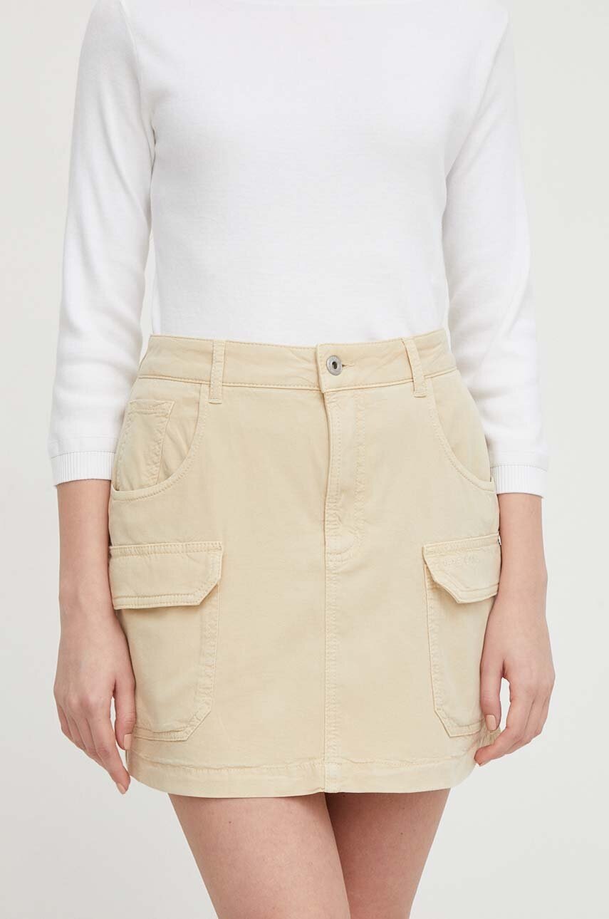 Φούστα Pepe Jeans TARA χρώμα: μπεζ PL901102