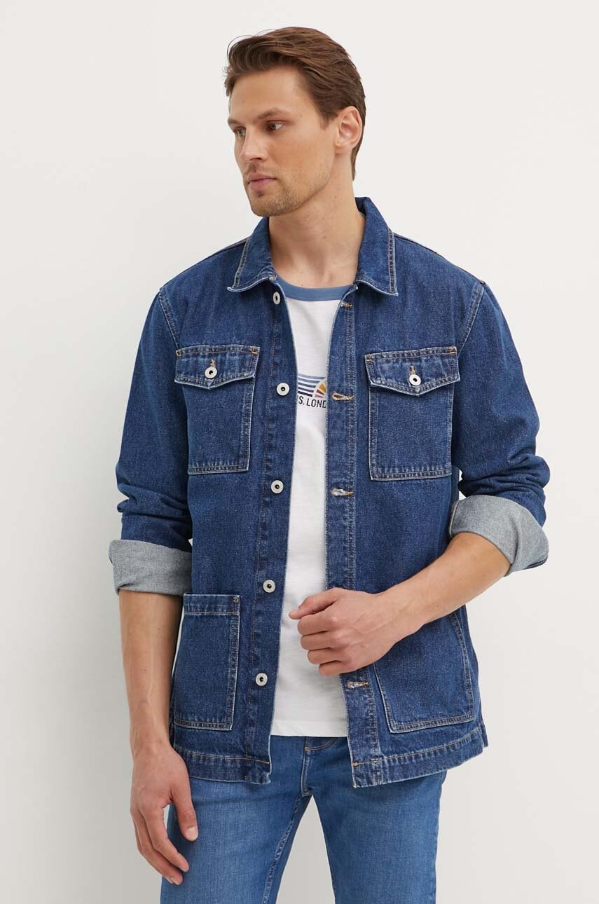 Τζιν μπουφάν Pepe Jeans WORKER ανδρικό, χρώμα: ναυτικό μπλε, PM403003HW5