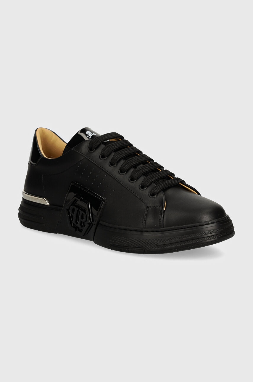 Δερμάτινα αθλητικά παπούτσια Philipp Plein Hexagon Phantom Kicks χρώμα: μαύρο, USC0565 PLE025N 0202