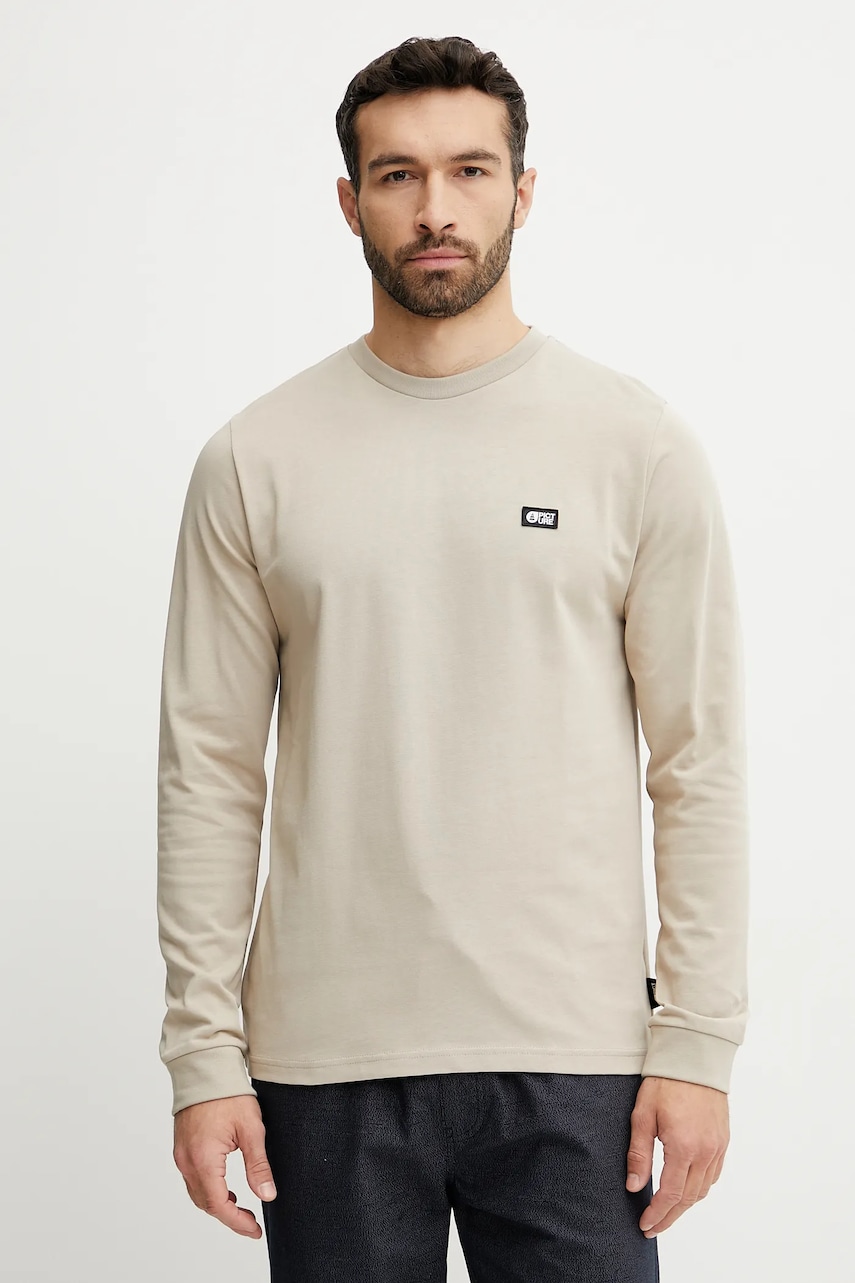 Βαμβακερή μπλούζα με μακριά μανίκια Picture Sican χρώμα: μπεζ, MTS1212