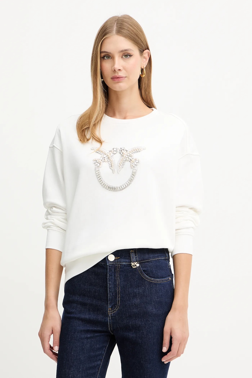 Βαμβακερή μπλούζα Pinko γυναικεία, χρώμα: άσπρο, 100534 A2RO