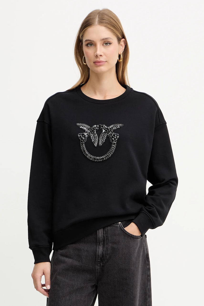 Βαμβακερή μπλούζα Pinko γυναικεία, χρώμα: μαύρο, 100534 A2RO