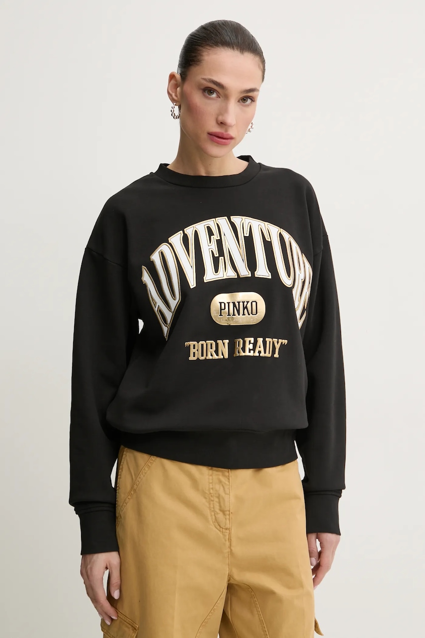 Βαμβακερή μπλούζα Pinko γυναικεία, χρώμα: μαύρο, 104618 A2CZ