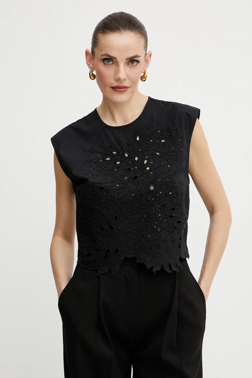 Βαμβακερή μπλούζα Pinko γυναικεία, χρώμα: μαύρο, 104850 A2H0