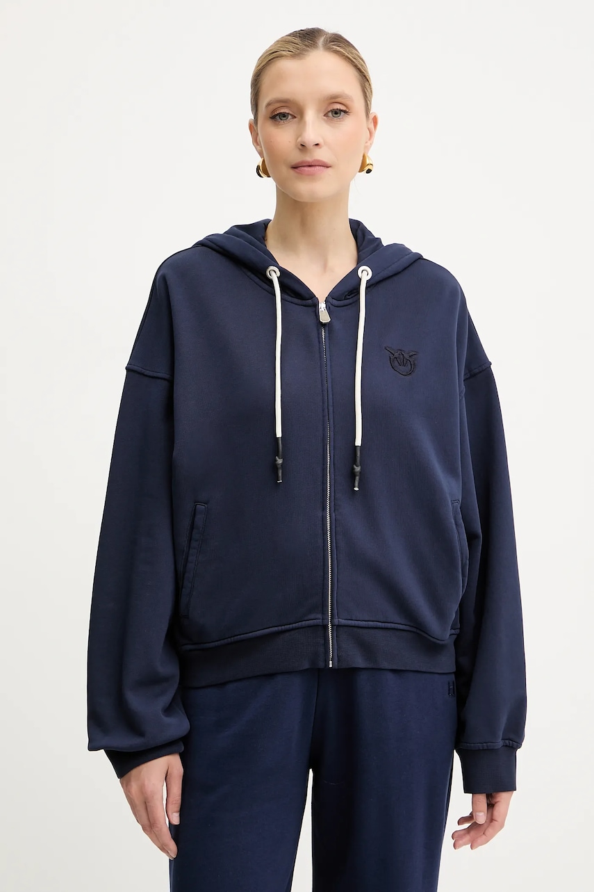 Βαμβακερή μπλούζα Pinko γυναικεία, χρώμα: ναυτικό μπλε, με κουκούλα, 105509 A2RB