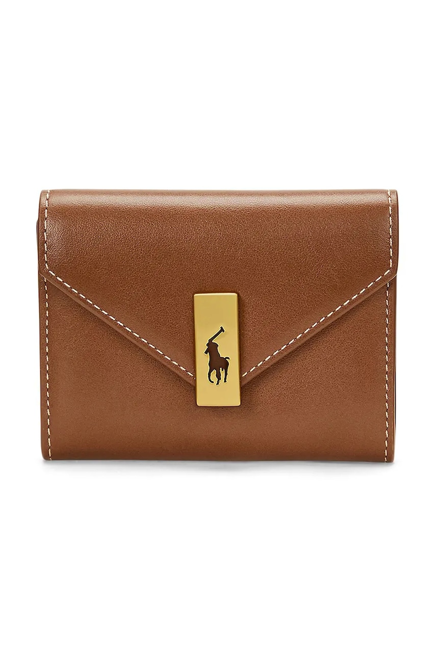 Δερμάτινο πορτοφόλι Polo Ralph Lauren γυναικείο, χρώμα: μαύρο, 427886734