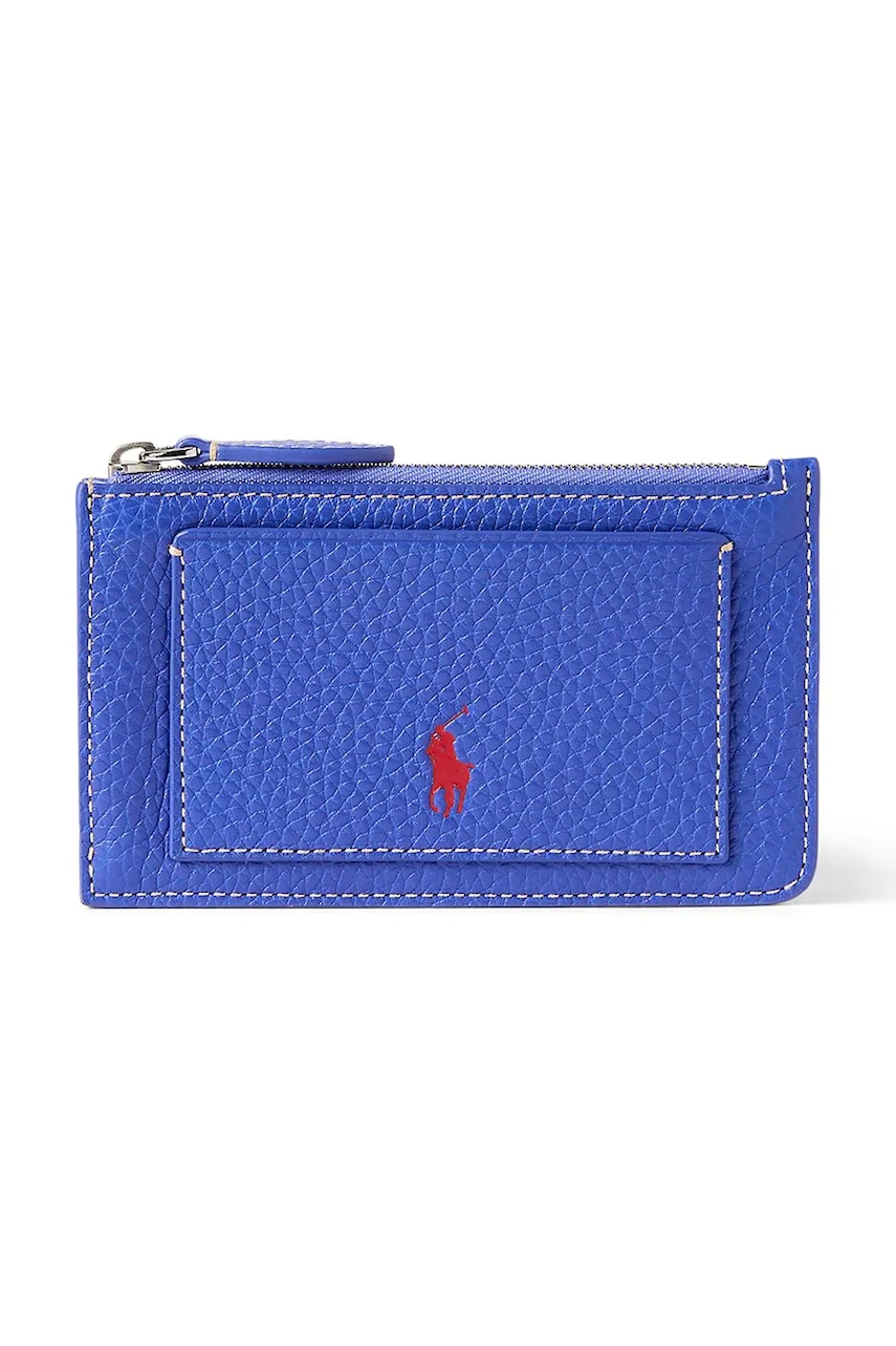 Δερμάτινο πορτοφόλι Polo Ralph Lauren γυναικείο, χρώμα: μοβ, 427949872