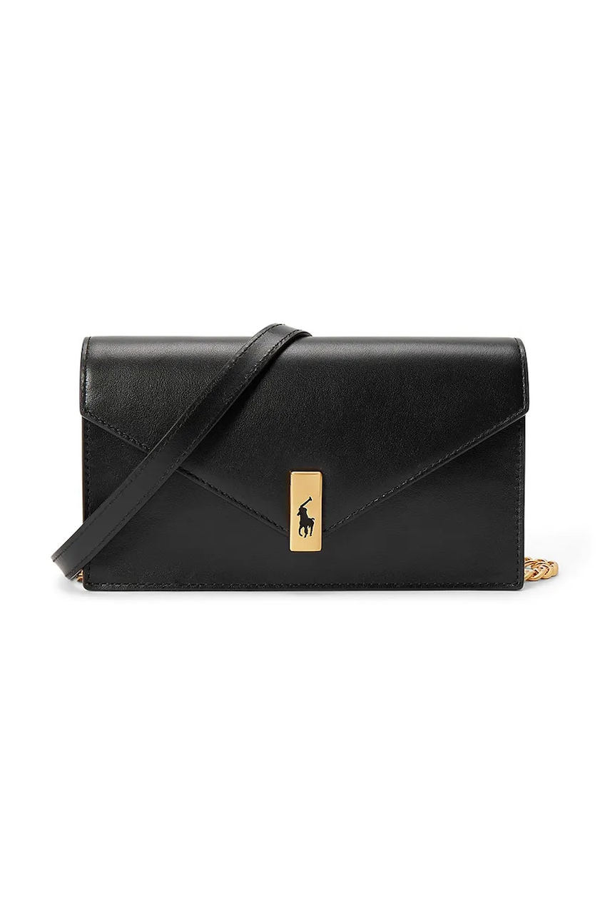 Δερμάτινο πορτοφόλι Polo Ralph Lauren γυναικείο, χρώμα: μαύρο, 427961946