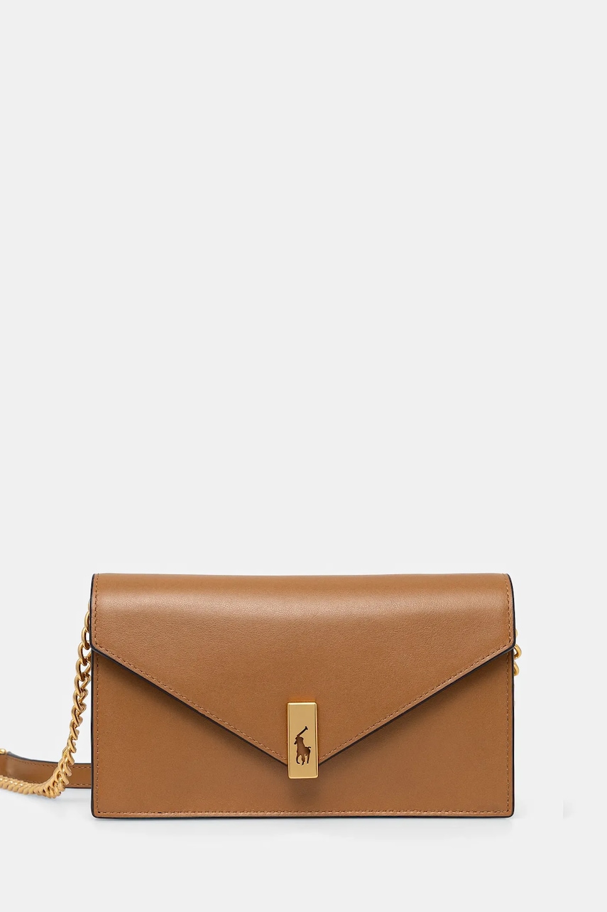 Δερμάτινο πορτοφόλι Polo Ralph Lauren γυναικείο, χρώμα: μπεζ, 427961946