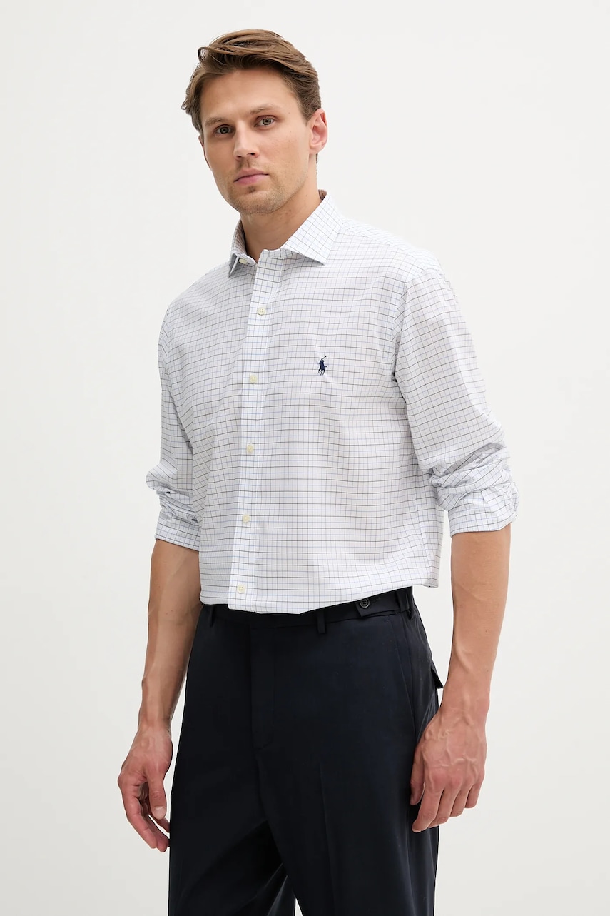 Βαμβακερό πουκάμισο Polo Ralph Lauren ανδρικό, χρώμα: ροζ, 712969006