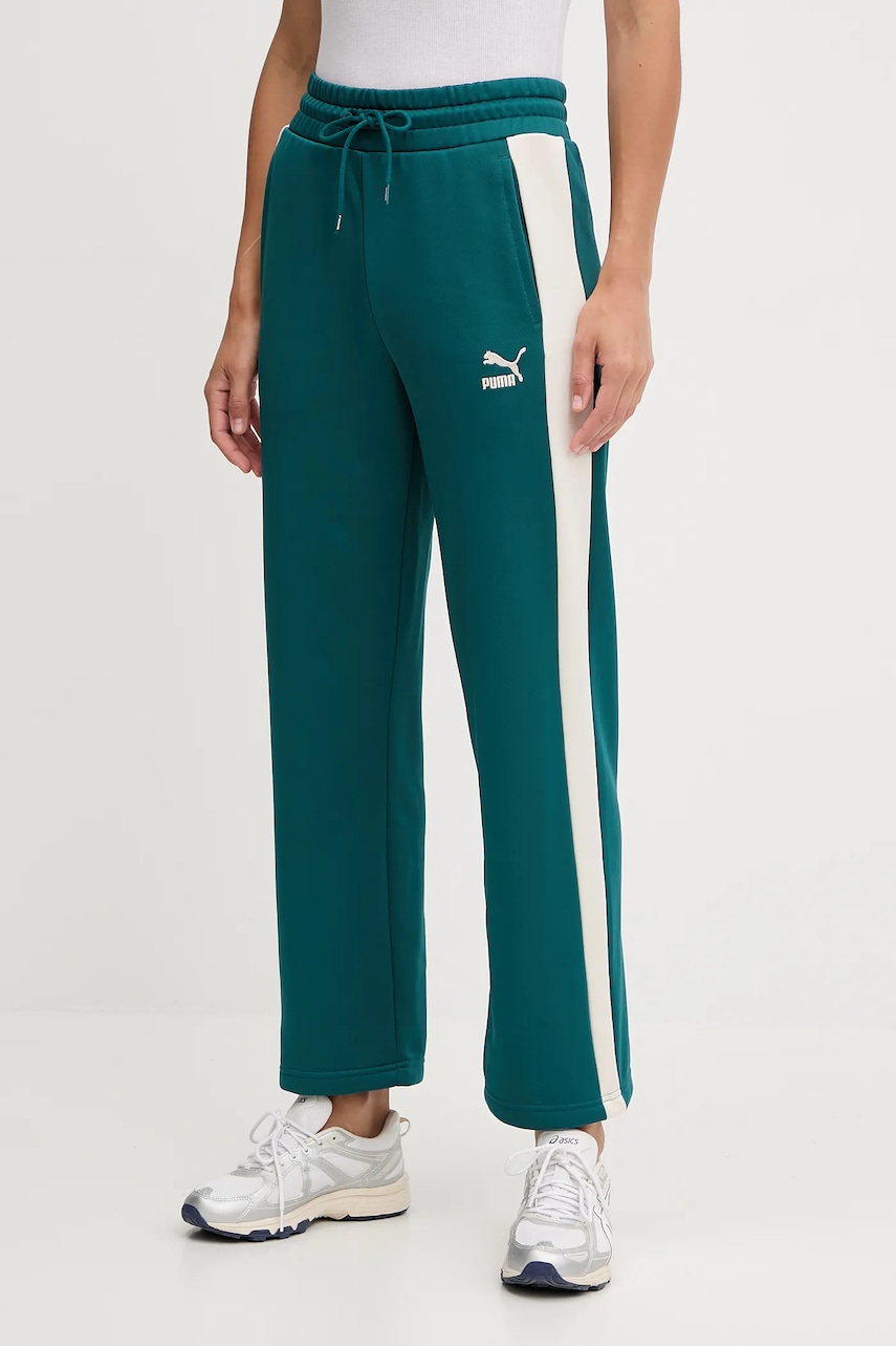 Παντελόνι φόρμας Puma Iconic T7 Straight Leg Track Pants χρώμα: πράσινο, 627996