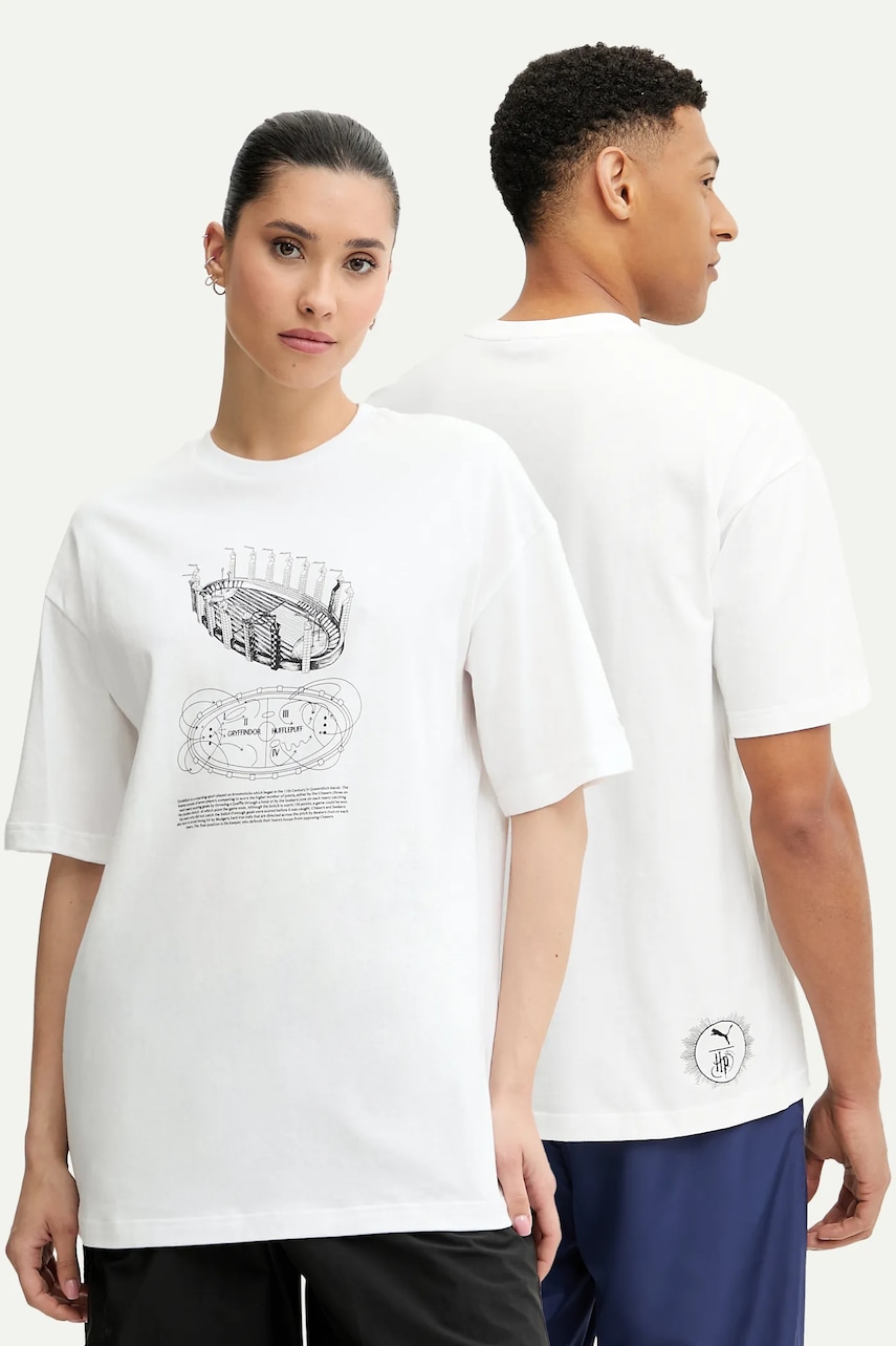 Βαμβακερό μπλουζάκι Puma PUMA x HARRY POTTER χρώμα: άσπρο, 630092