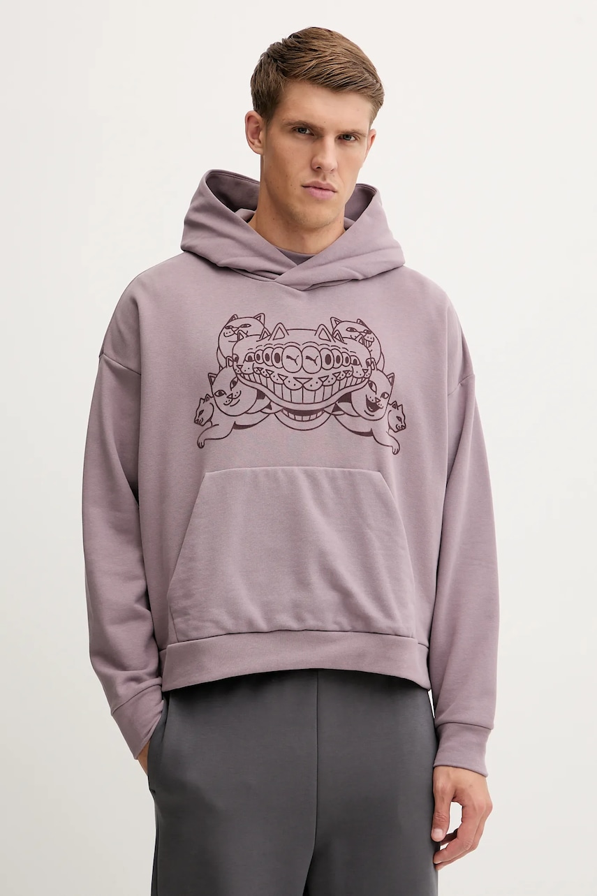 Βαμβακερή μπλούζα Puma PUMA x RIPNDIP χρώμα: μοβ, με κουκούλα, 632414