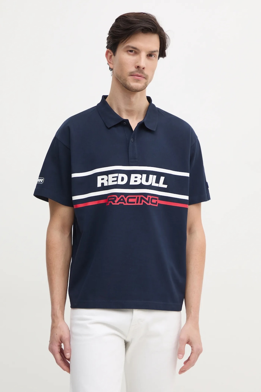 Βαμβακερό μπλουζάκι πόλο Red Bull Racing x Pepe Jeans MOTO PANEL POLO χρώμα: ναυτικό μπλε, RM540017