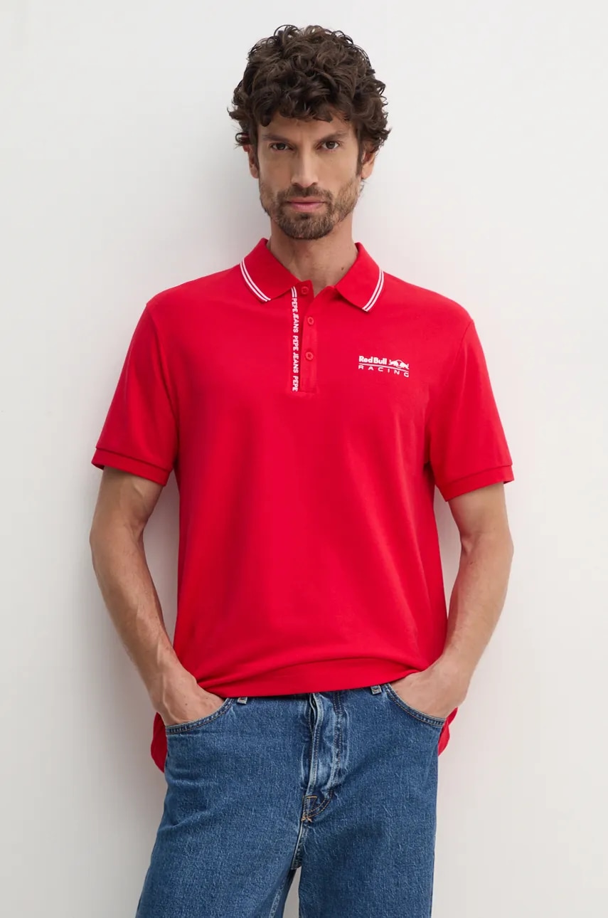 Πόλο Red Bull Racing x Pepe Jeans χρώμα: κόκκινο, RM540001