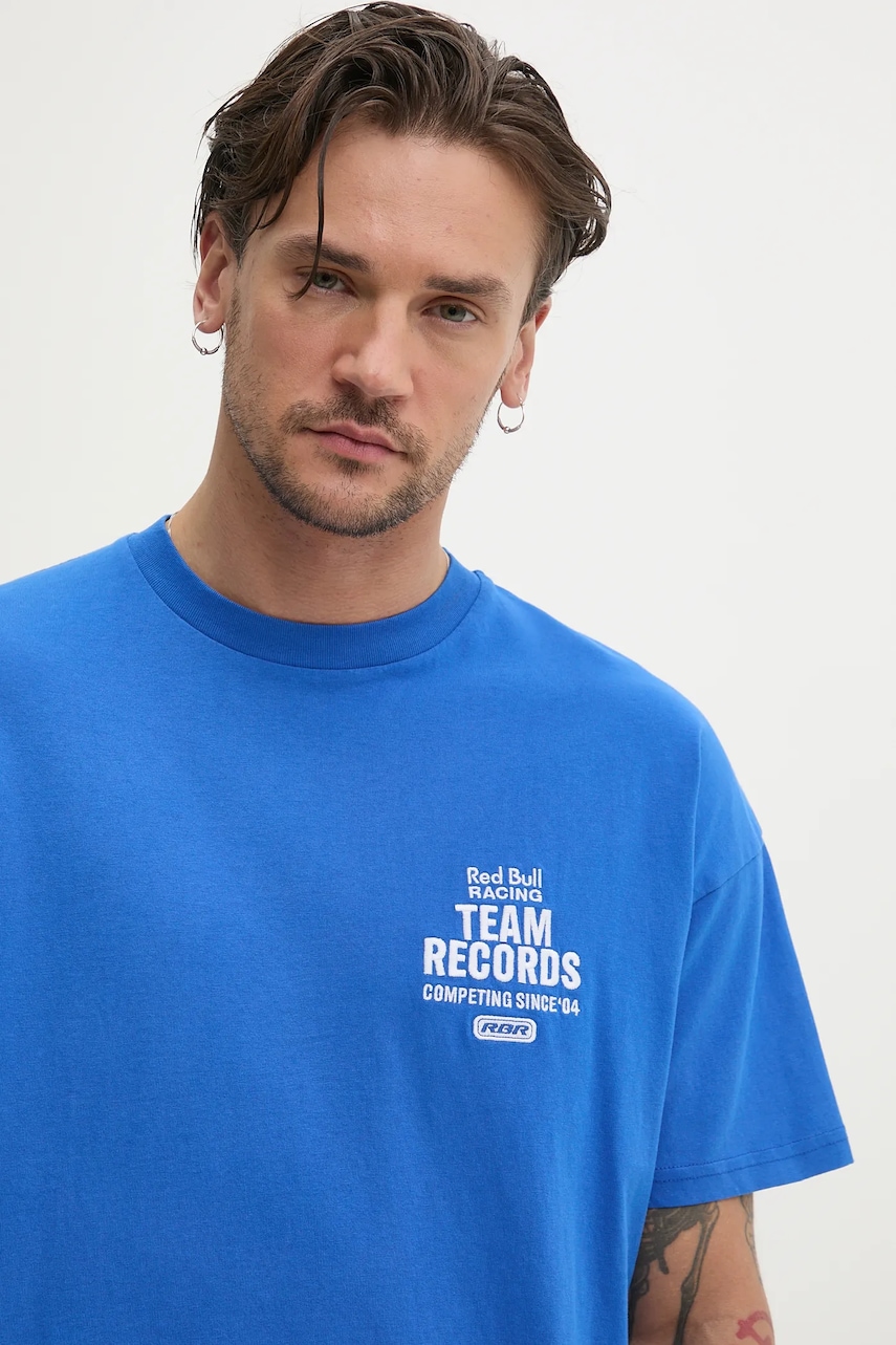 Βαμβακερό μπλουζάκι Red Bull Racing x Pepe Jeans TEAM RECORDS TEE ανδρικό, χρώμα: μοβ, RM500010