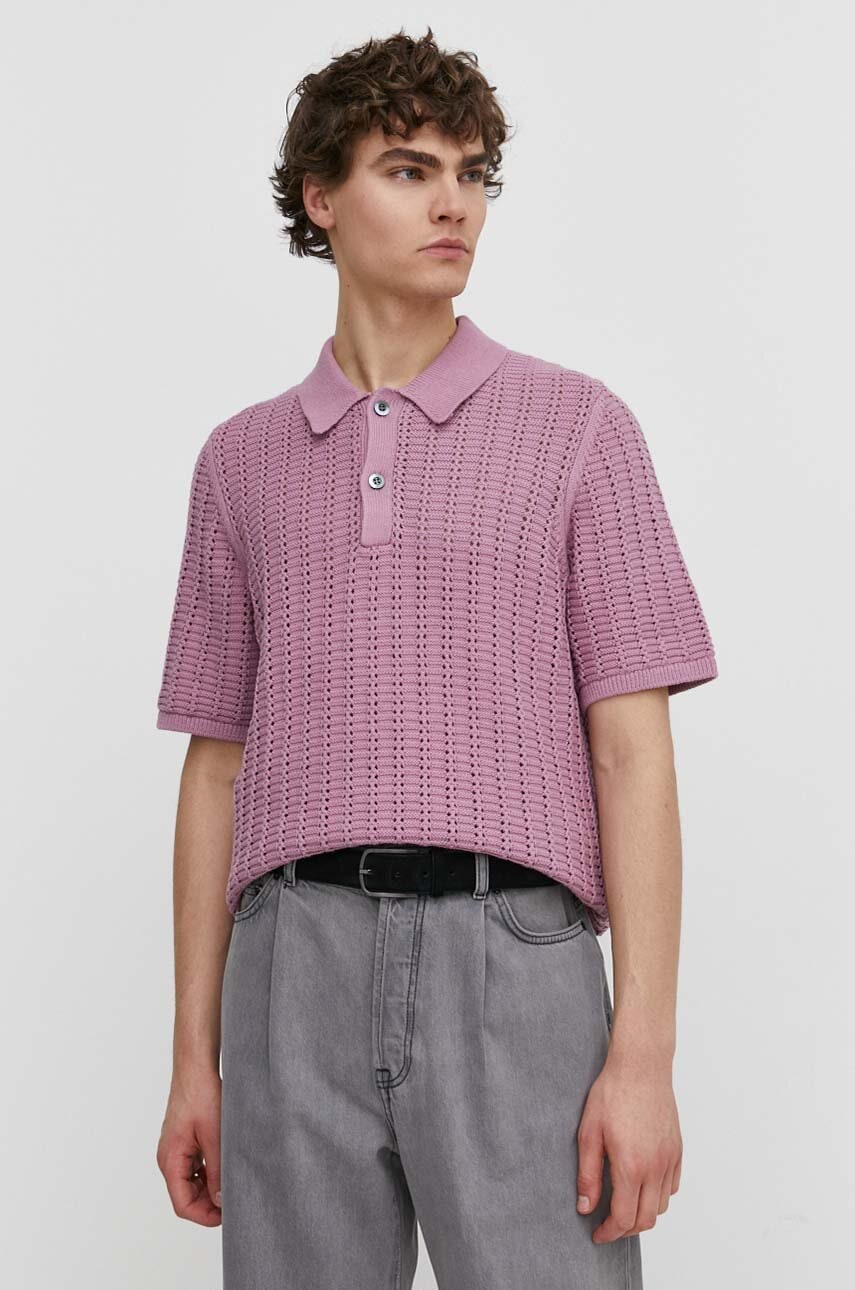 Πουλόβερ από λινό μείγμα Samsoe Samsoe χρώμα: μοβ