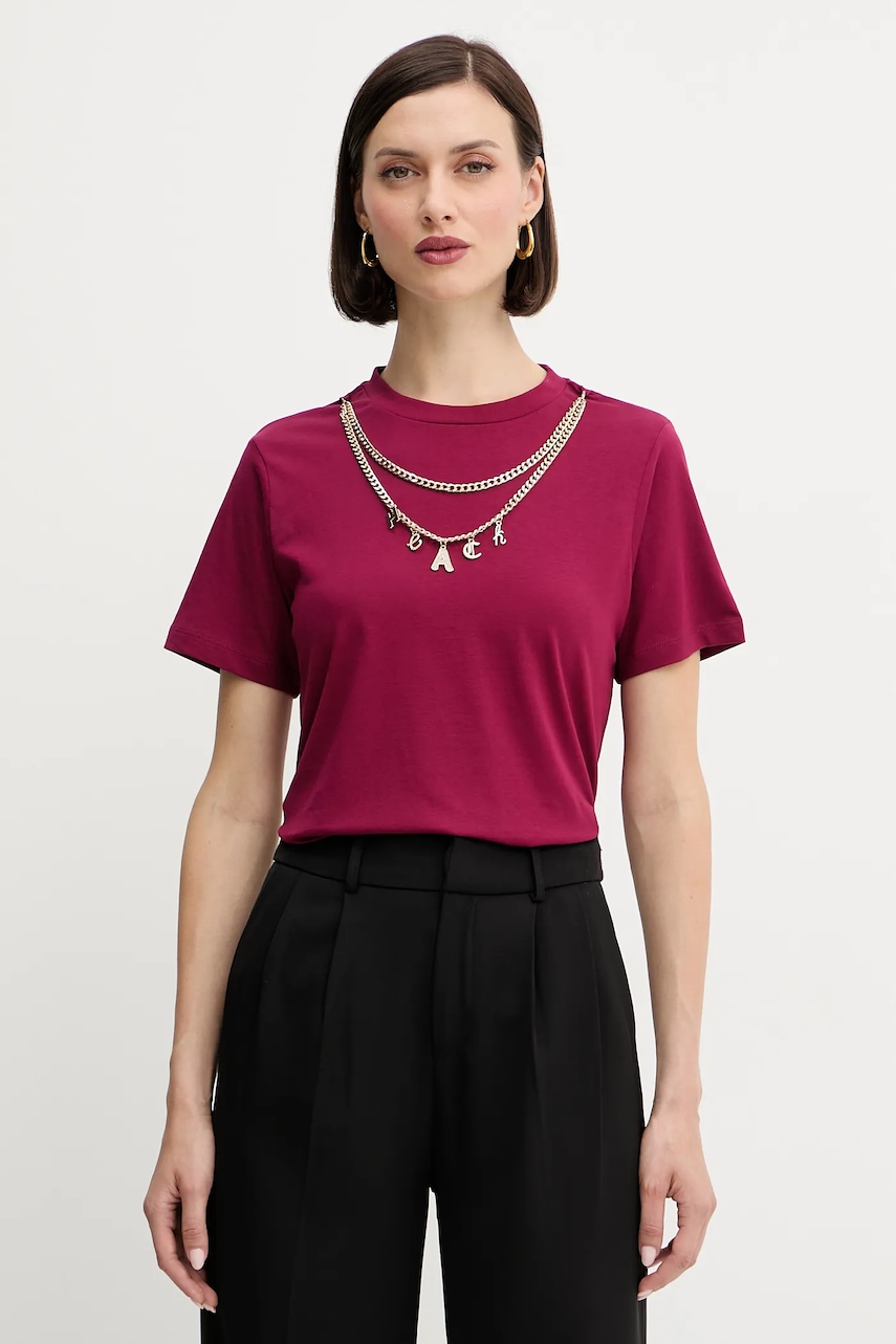 Βαμβακερό μπλουζάκι Silvian Heach BENSOULA χρώμα: μπορντό, GPA25130TS
