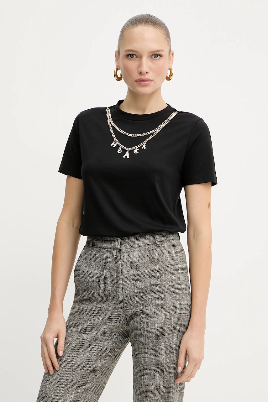 Βαμβακερό μπλουζάκι Silvian Heach BENSOULA χρώμα: μαύρο, GPA25130TS