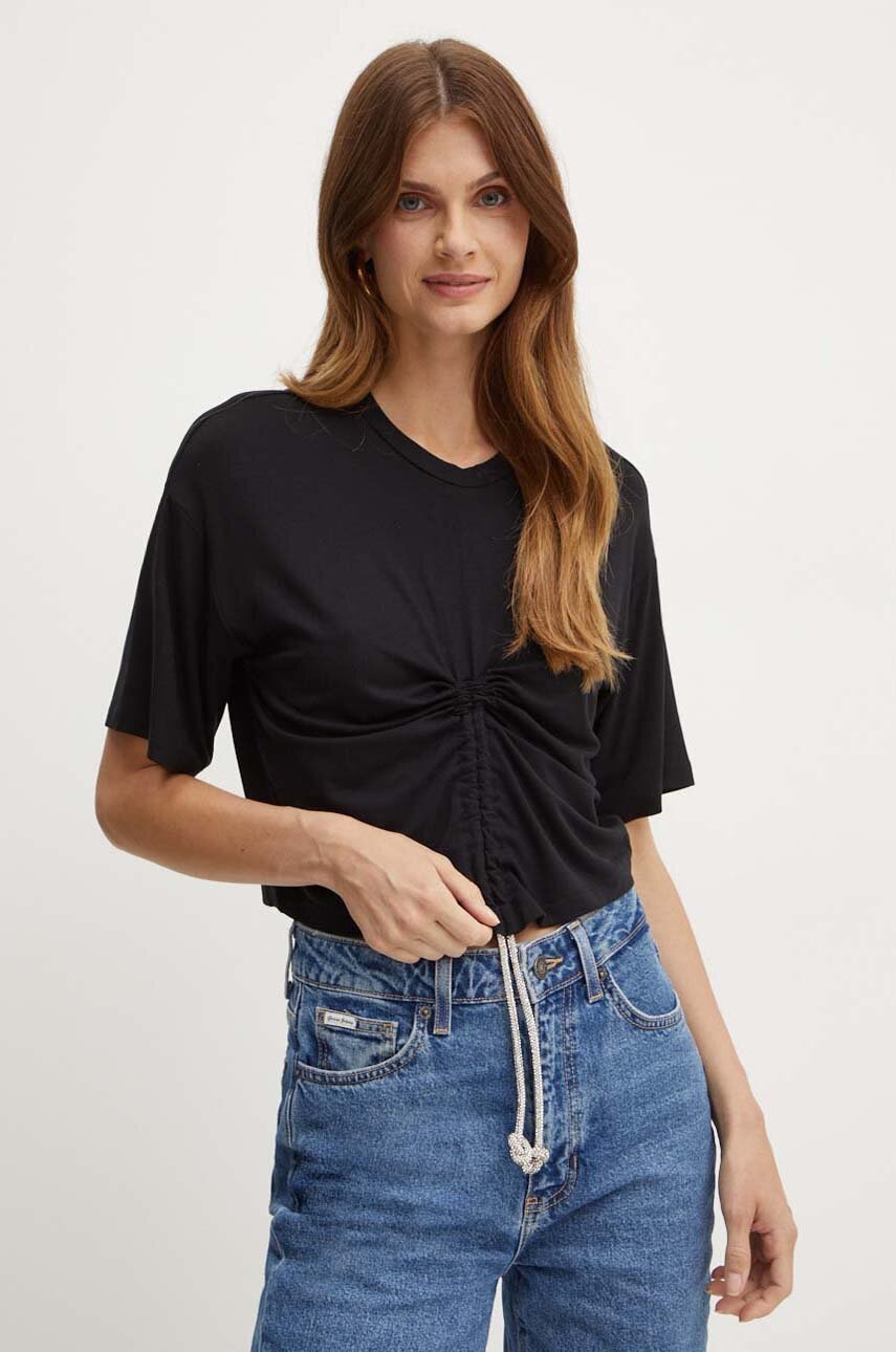 Μπλουζάκι Silvian Heach HALFI χρώμα: μαύρο, GPA24339TS
