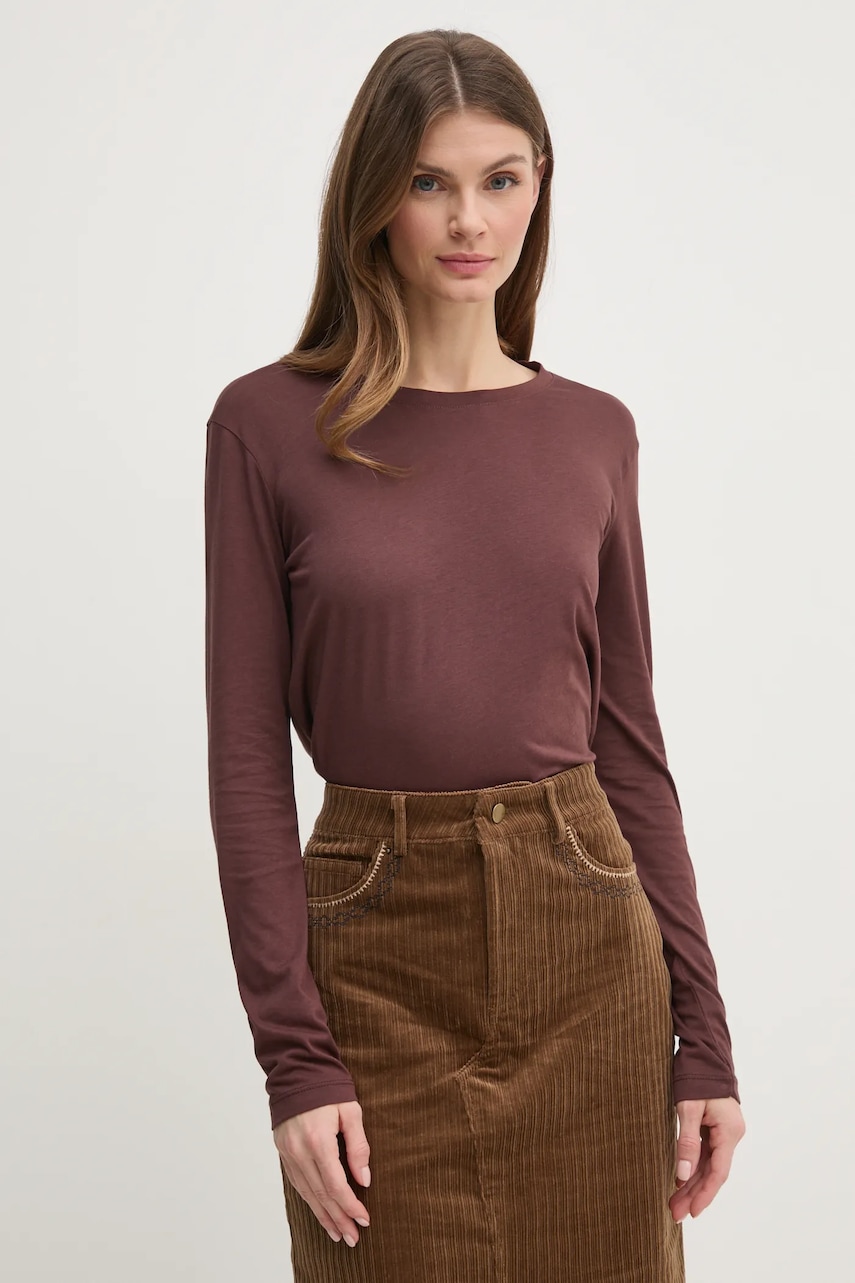 Μακρυμάνικο Sisley χρώμα: καφέ