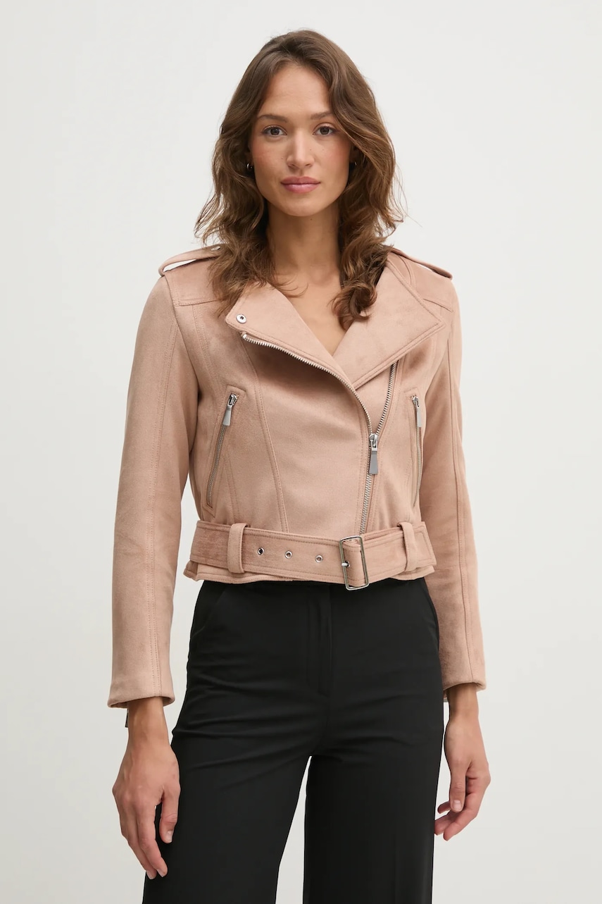 Δερμάτινο μπουφάν Sisley χρώμα: καφέ, 20AZLN05H